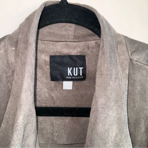 KUT From The Kloth Taupe Brown Suede Lightweight Open Front Jacket Size Large - Picture 4 of 8